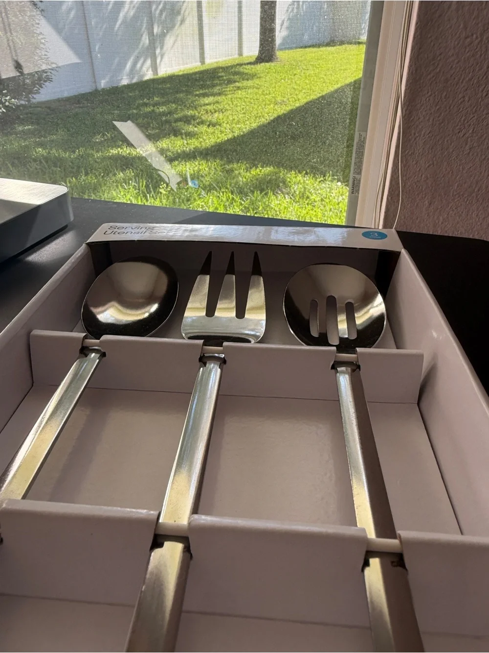 Room Essentials 3 Piece Serving Utensil Set Stainless Steel Dishwasher Safe NIB